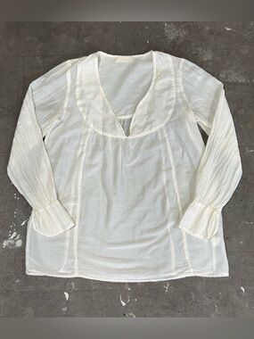 CP Shades Women Tunic Lightweight Cotton V Neck Long Sleeve Boho White Size S